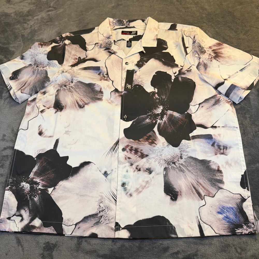 J. Ferrar Slim Fit Stretch Floral Print Short Sleeve Button Up Shirt Mens XL NWT